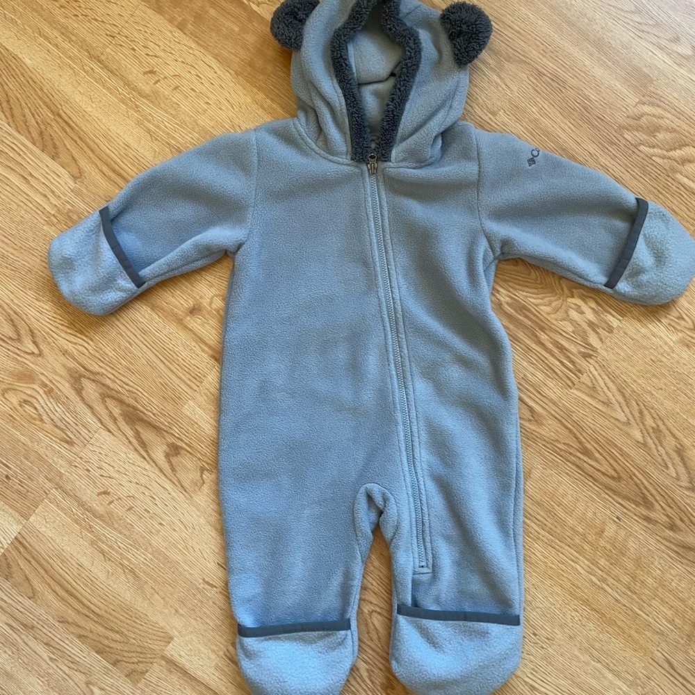 Columbia Fleece Baby Bunting Cozy Gray Kids One Piece